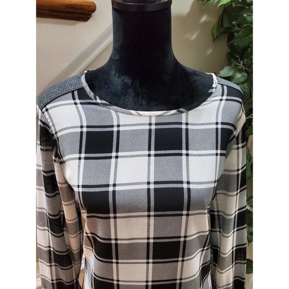 Sadie Robertson Women's Black & White Polyester Round Neck Long Sleeve Blouse L - Picture 3 of 12